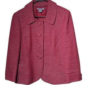 Ann Taylor Red Polka Dot Retro Classic Lined Blazer Jacket Womens Size 10